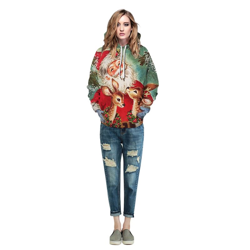 Women's Clothing Grinch digital printing couple wear trendy loose casual hooded sweatshirt_voghion.com
