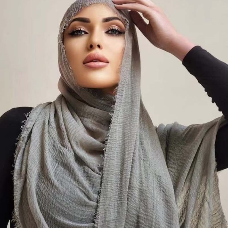 180 90cm Cotton And Monochrome Solid Color Bubble Blankle Scarf Shawl Headscarf Ins