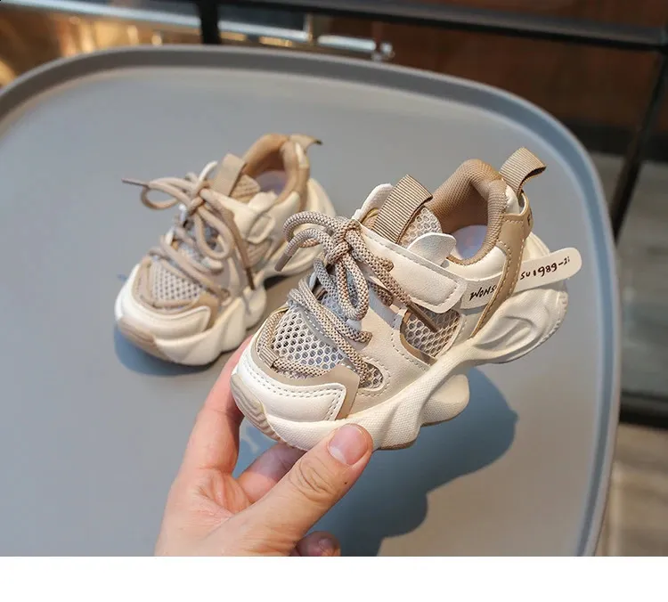 Childrens mesh breathable short chubby TPR running for boys and girls childrens casual sports shoes white tennis 3 4 5 6_voghion.com