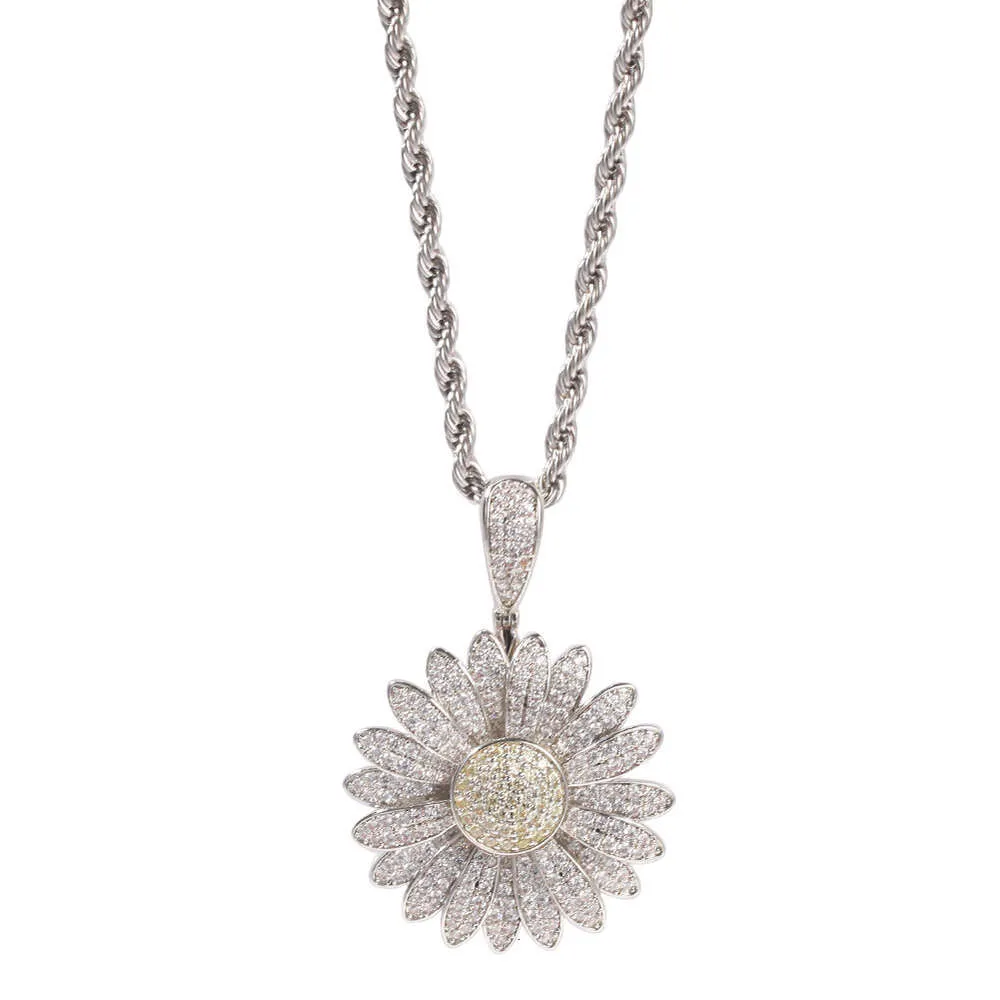 Collana Suower girevole Hip Hop GRA Moissanite Diamante Oro Sterling Argento Ciondolo cubano_voghion.com