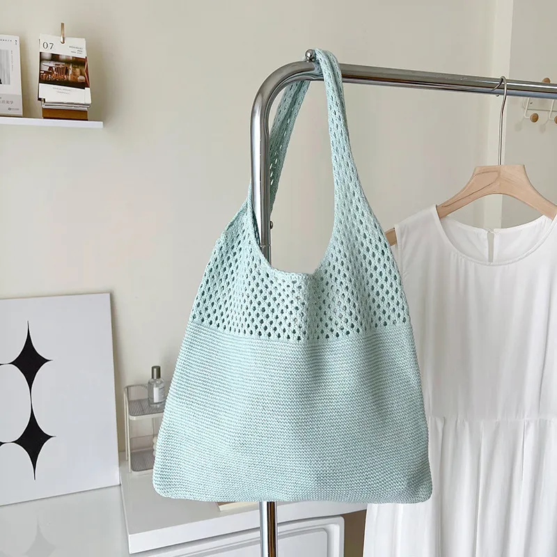 Borse a tracolla di grande capacità, alla moda, da donna, in tessuto cavo all'uncinetto, borse a mano, ecologiche, per la spesa._voghion.com