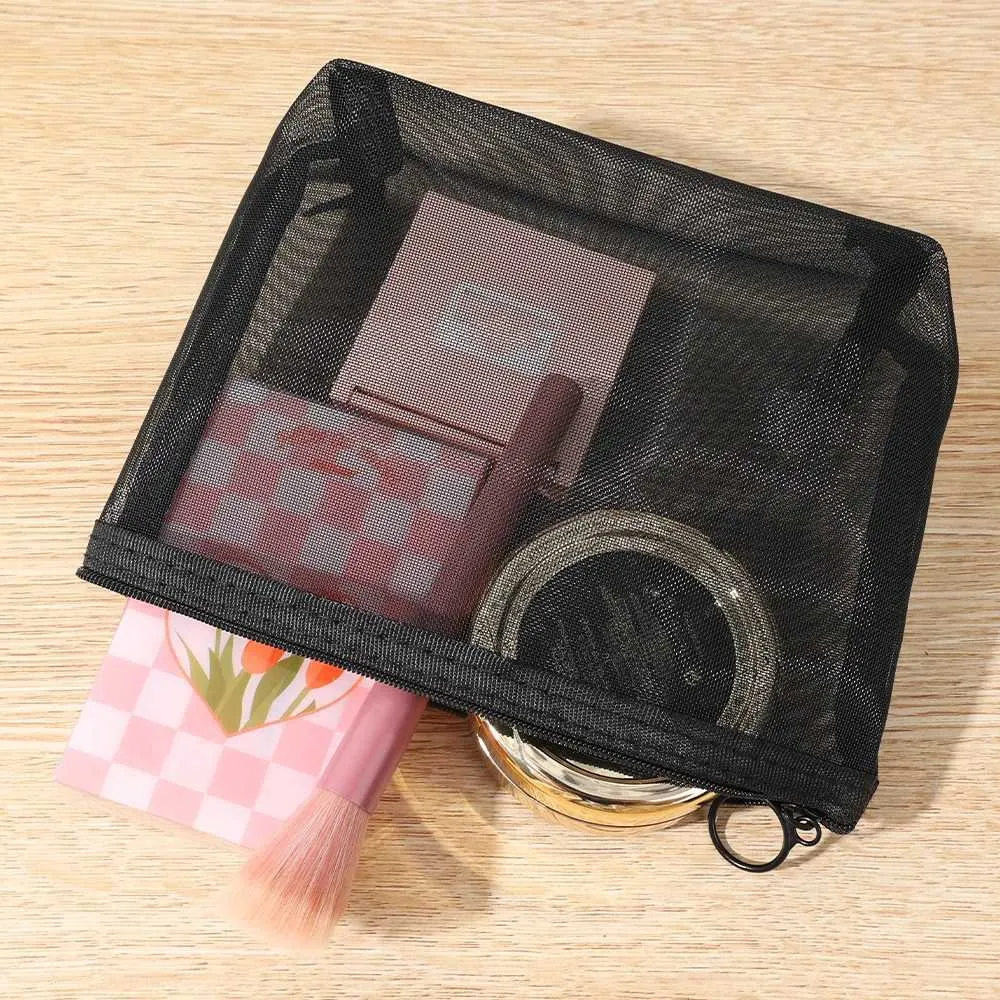 5/1 pezzo di organizer da viaggio portatile per cosmetici, piccolo, trasparente, in rete, rosso, Y241023_voghion.com