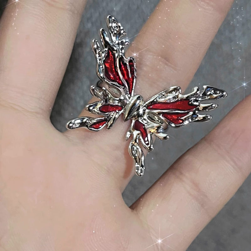 Punk Cross Butterfly Personalized Open Female Fashion Sweet Cool Spicy Girl Unisex Style Unique Food Ring_voghion.com