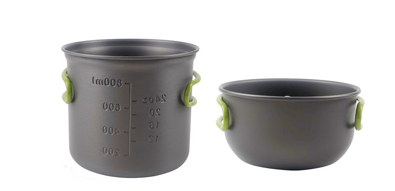 Attrezzatura esterna: set di pentole da esterno per 1-2 persone. Pentole da campeggio portatili con stoviglie DS-101_voghion.com