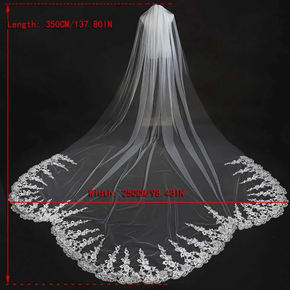 Hair Jewelry With Comb Veils Extra Long Wedding Cathedral Mantilla Bridal Veil VP80_voghion.com