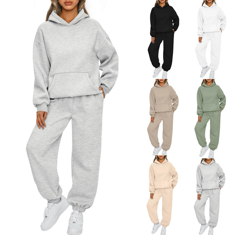 Women's 2-Piece Hoodie Sweatshirt & Jogger Pants Set - Soft Fleece-Lined Lounge Wear For Casual Comfort, Gym, Travel & Home​