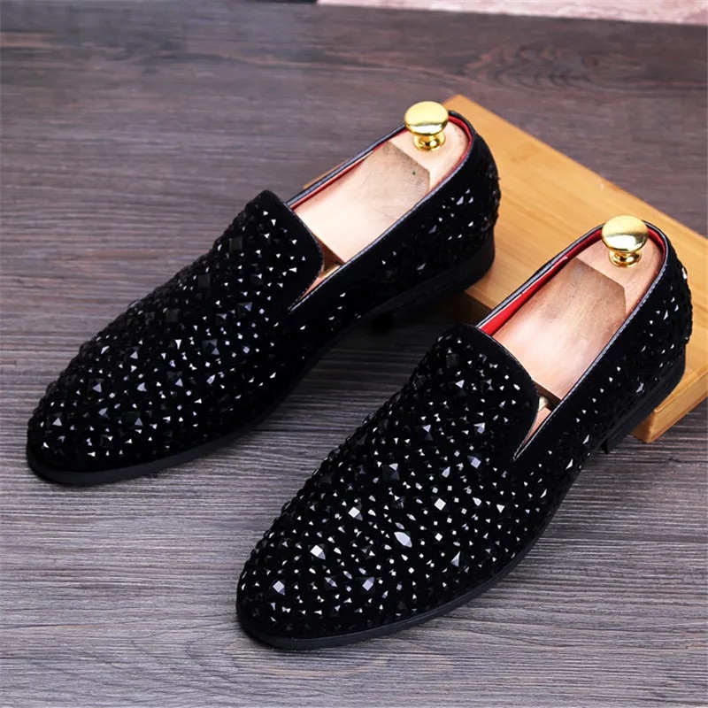 Movechain Arrivent Mocassins En Cuir Véritable Pour Hommes Chaussures Décontractées Mode Hommes Strass Chaussures De Conduite Homme Appartements Robe Chaussures De Mariage