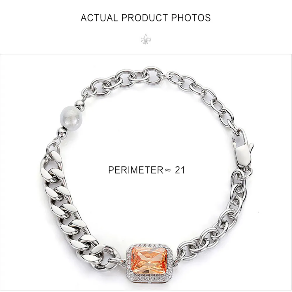 Zircon Chain Bracelet And Necklace Set For Couples Handmade_voghion.com