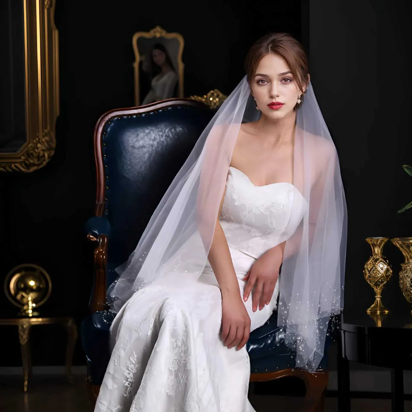 Gioielli per capelli V216 Fard a goccia Nappe di cristallo trasparente Velo da sposa Illusione con pettine Copri viso Accessori da sposa_voghion.com