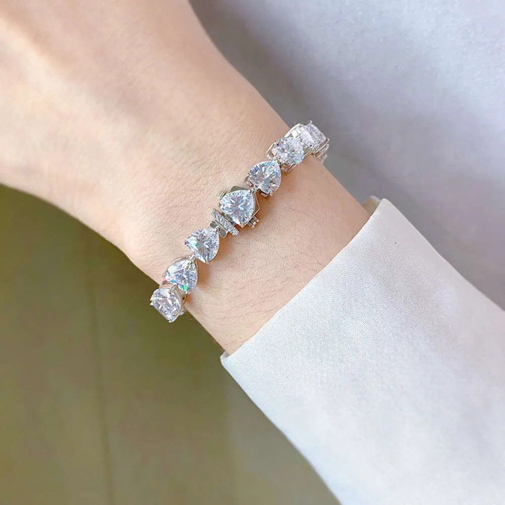 Smykker S Sterling Sier Full Diamond Heart Armbånd Mote Ins Stil_voghion.com