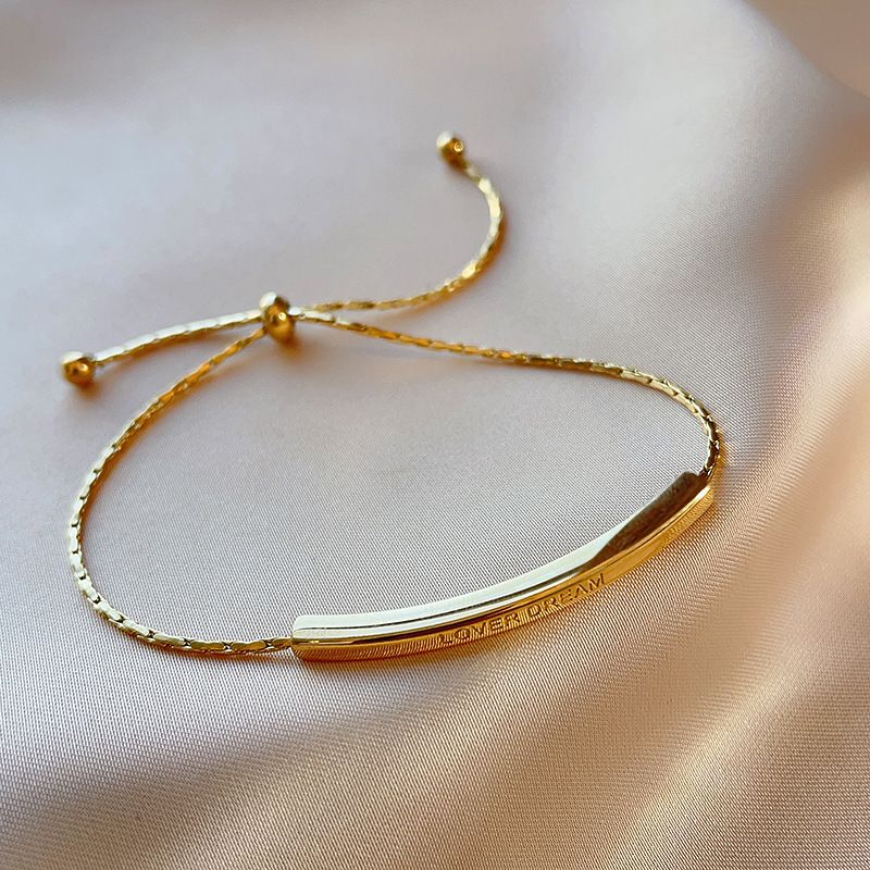 Pulsera de acero de titanio estilo japonés y extraíble estilo coreano Instagram letra dorada de moda primavera/verano tendencia