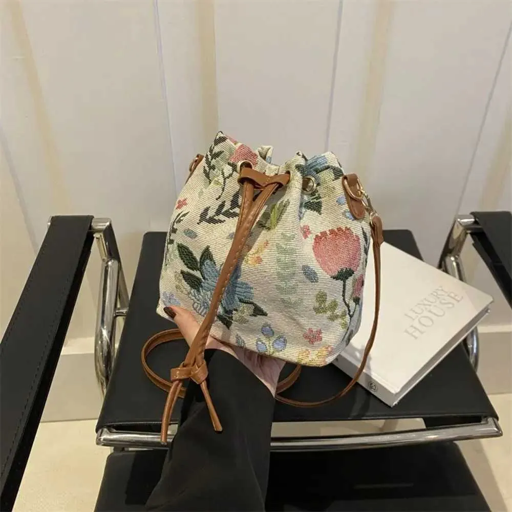 Moda in Tessuto Secchiello ral Stile Etnico Borsa a Tracolla Borsa a Mano DonnaC241022_voghion.com