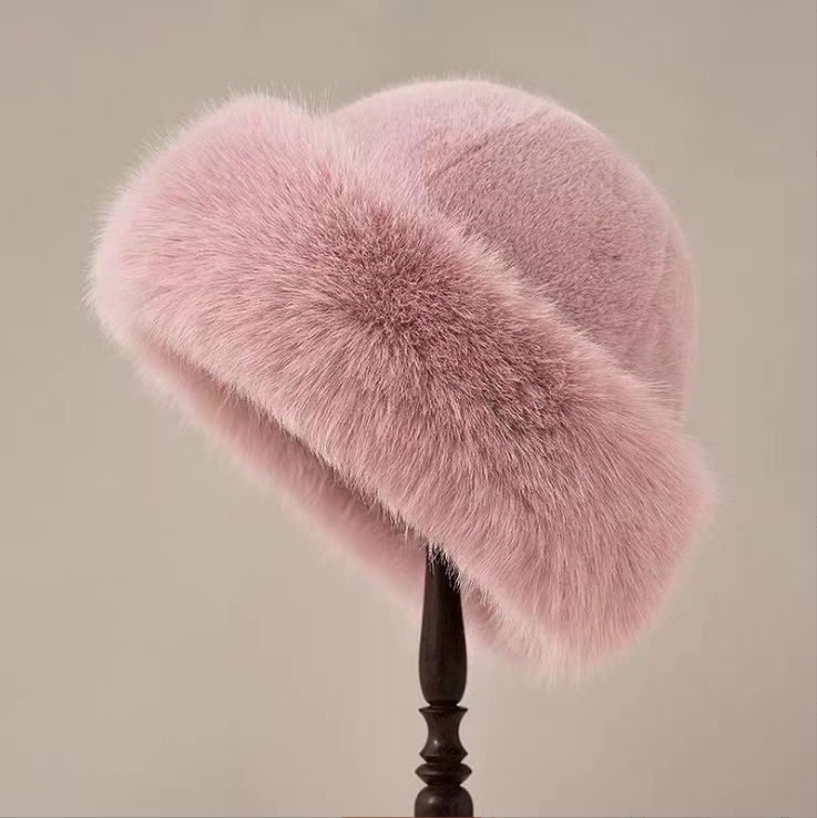 Chapeau de pêcheur en peluche pour femme en fourrure thermique épaisse