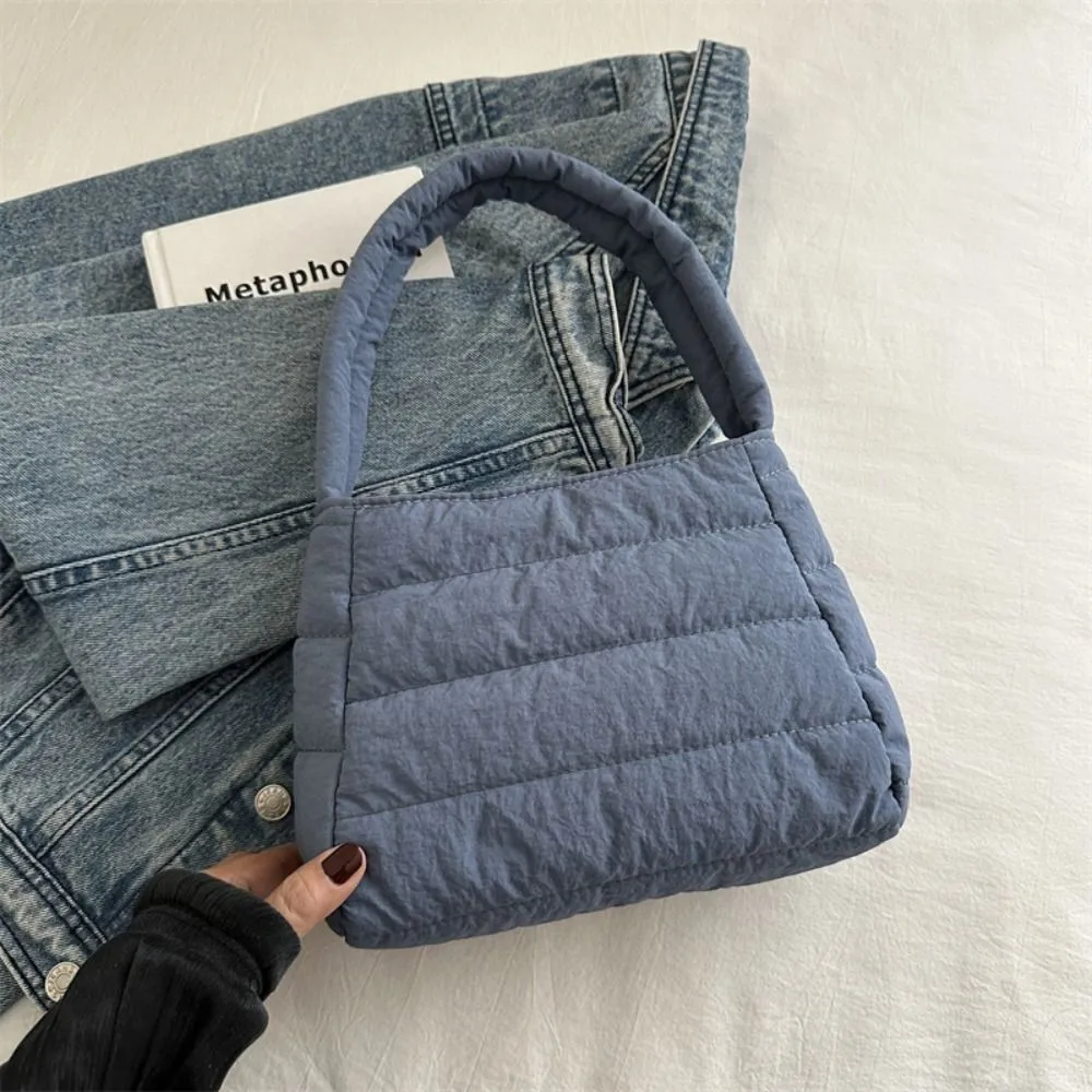 Borsa a tracolla imbottita quadrata trapuntata in nylon con spallacci larghi, imbottita sottobraccio, leggera in tela, borsa a mano per la scuola_voghion.com