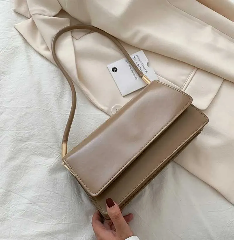 Yeni Moda Kadın Omuz Çantaları Basit Düz Renk Koltuk Altı El Çantası El Çantası El Çantası ClutchC241104_voghion.com