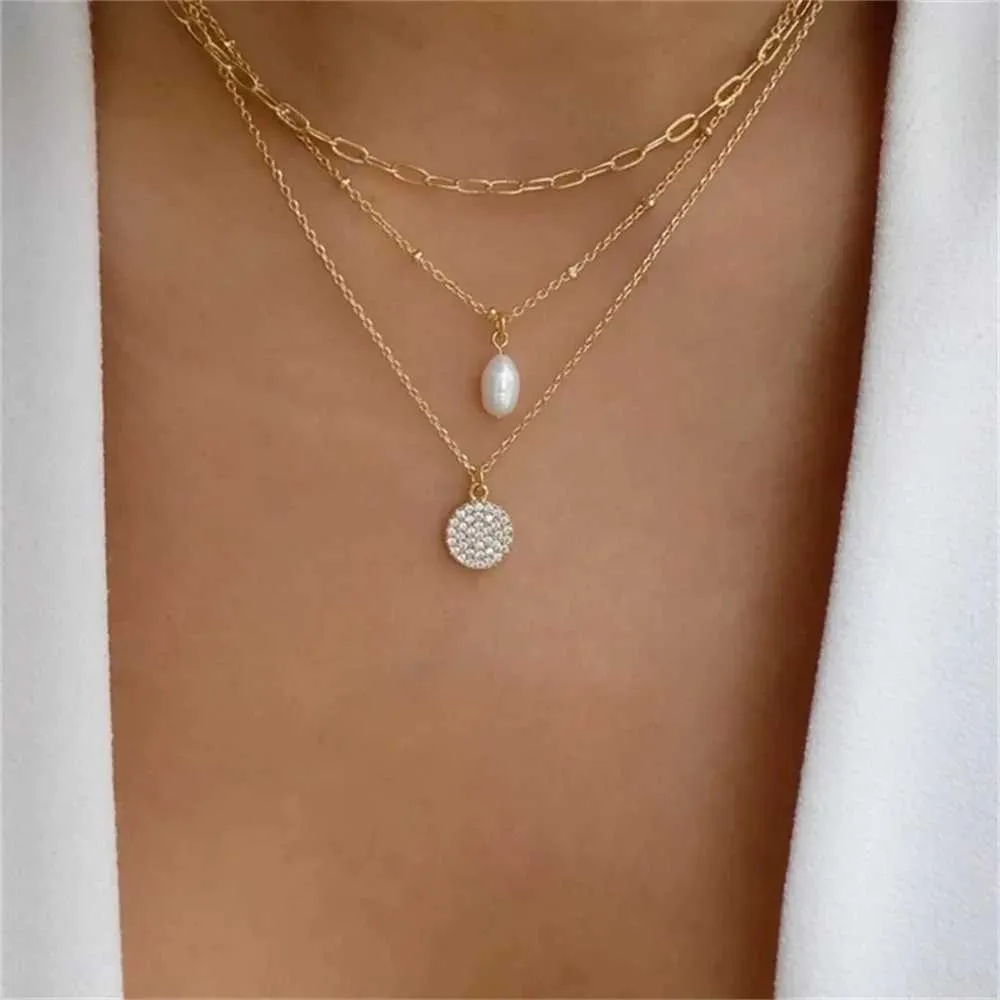 Colliers pendentifs Bls miroir en or en forme de cœur adapté aux femmes à la mode collier pendentif multicouche ensemble de bijoux_voghion.com