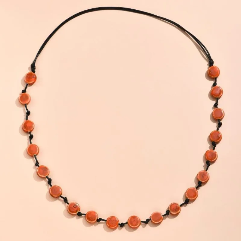 Ketten Vintage Einfach Flaach Perl Faarweg Keramik Perséinlechkeetsschmuck Laang Halskette Charm Ketten_voghion.com