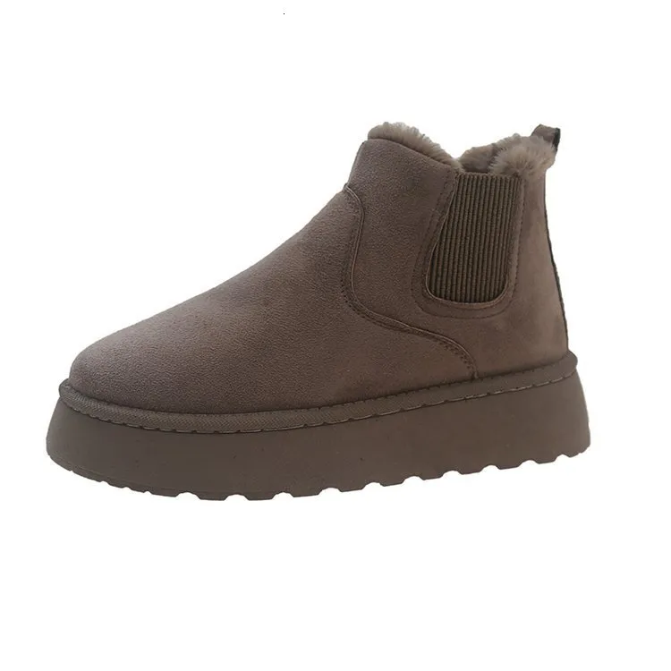 Designer Outdoor Shoes, Women's Thick Soled Snow Boots, Fashionable And Versatile Shoes With Plush Round Toe Sleeves,_voghion.com