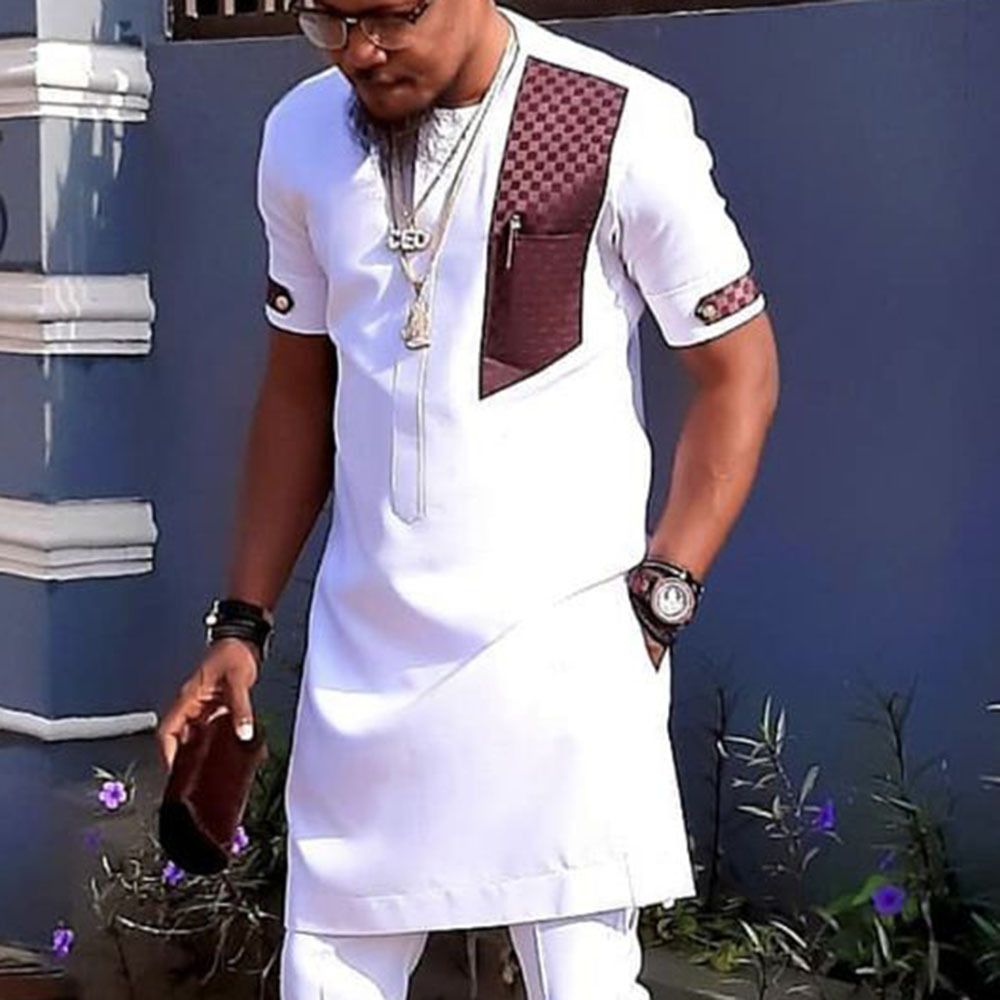 Vêtements pour hommes Jeunesse Coton Décontracté Revers Blanc Été Costume Ordinaire Pour Hommes