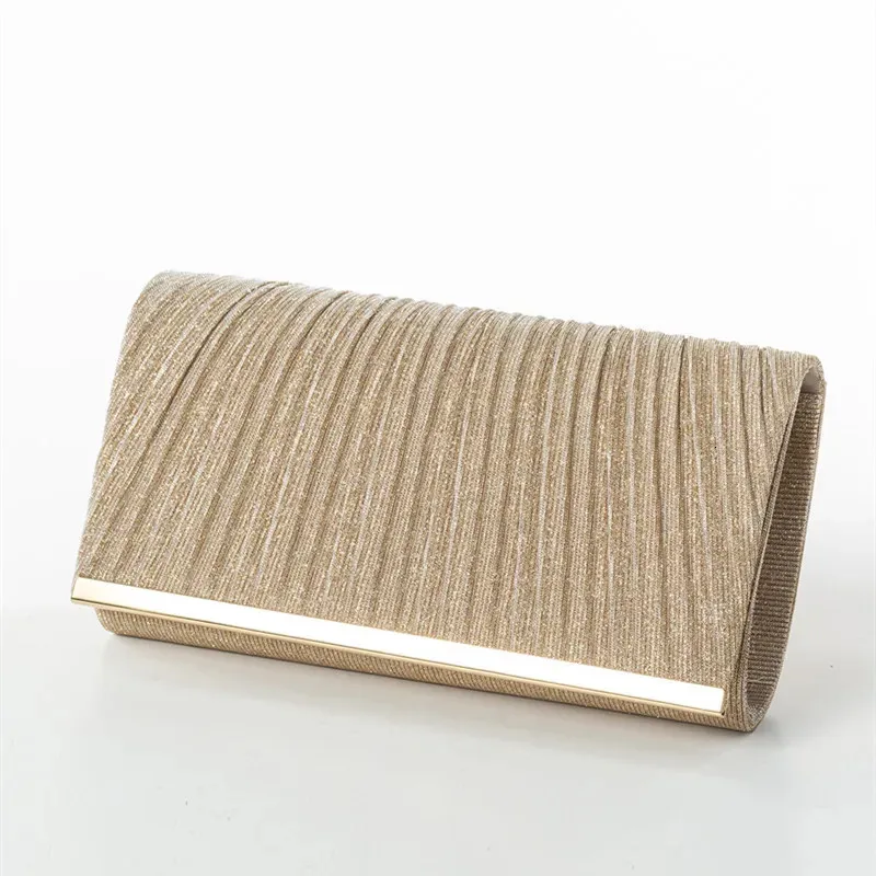 Womens Pleated Sequin Evening Clutch Wedding Purse Bride Handbag Chain Crossbody For Banquet Party Dinner Bag 240807_voghion.com