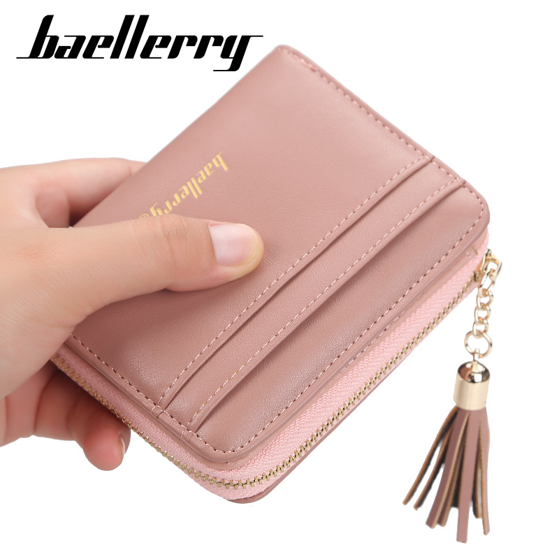 Short Baellerry Korean Edition Multi Card Driver's License Zero Wallet Fashion Tassel Button Women's Bag_voghion.com