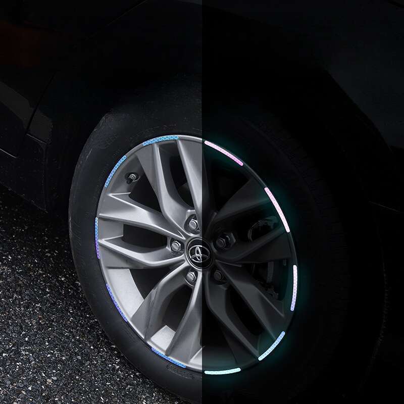 Autocolant anti-coliziune cu butuc roată auto, reflectorizant, cu șapte culori laser, luminos, cu creativitate personalizată, pentru motocicletă_voghion.com