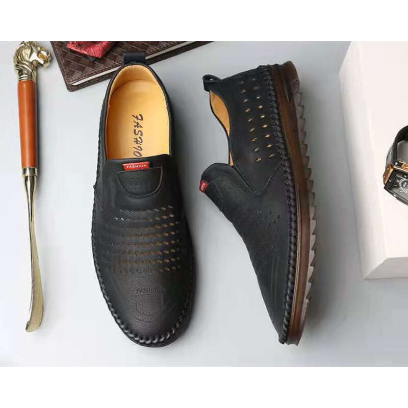 Mesh-Stoff Sommer Hohl Mokassin Sandalen Atmungsaktive Loch Vater Schuhe_voghion.com