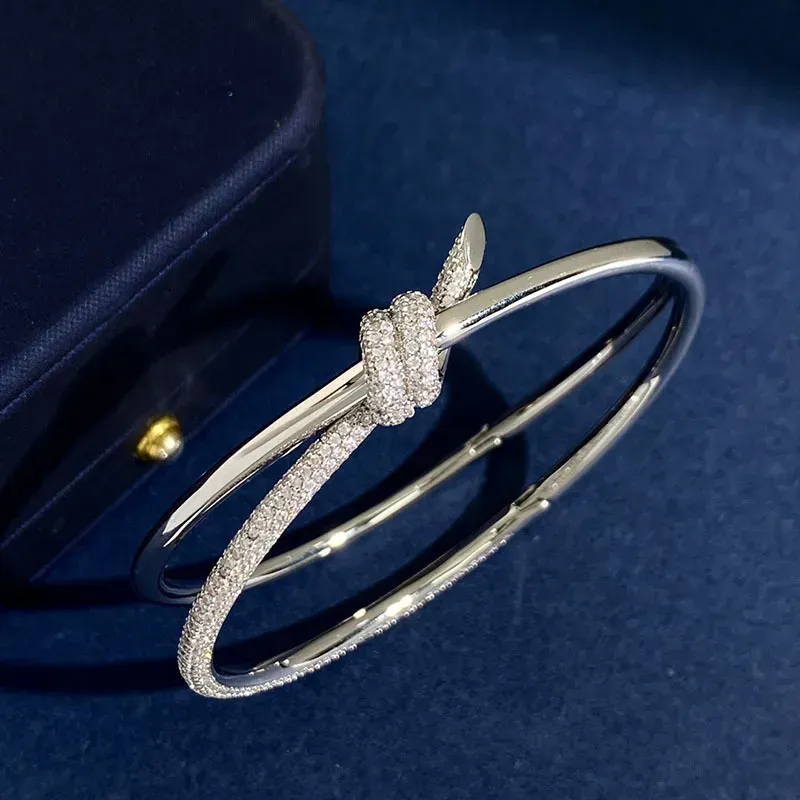 Brățară cu nod de designer, brățară, bijuterii, femeie, frânghie, linie dublă, pentru femei, minoritate, aur, cu diamante, CYG239277-6_voghion.com