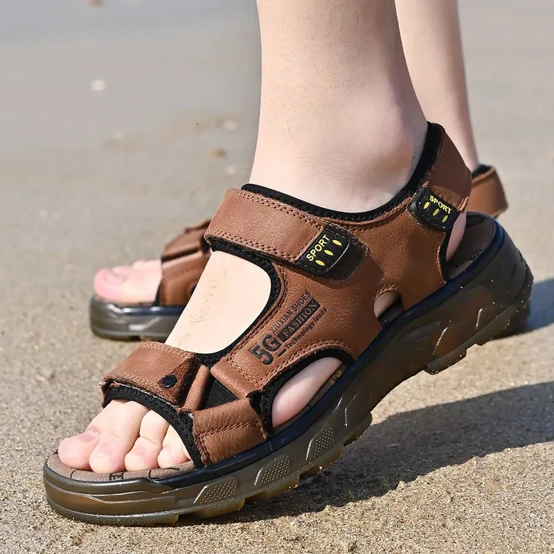 Comfortable Genuine Leather Men Sandals For Outdoor Hiking Summer_voghion.com