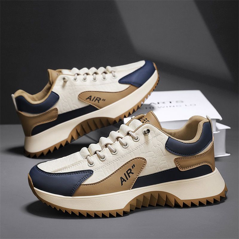Atmungsaktive Sneakers Mode Dick gepolsterte Laufschuhe mit dicker Sohle Student Herrenschuhe_voghion.com