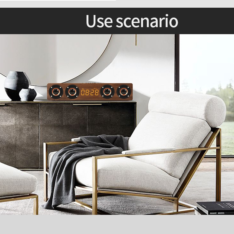 Soundbar in legno, altoparlante Bluetooth, sistema acustico musicale, 20 W HIFI stereo, musica surround, display LED, altoparlante esterno con radio FM_voghion.com