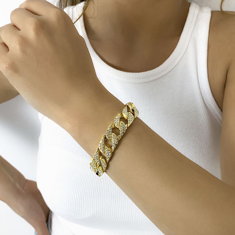 Bracciale Rhie con fibbia cubana in stile punk e micro intarsi, semplice e di nicchia, con bottone a pressione, stile hip-hop_voghion.com