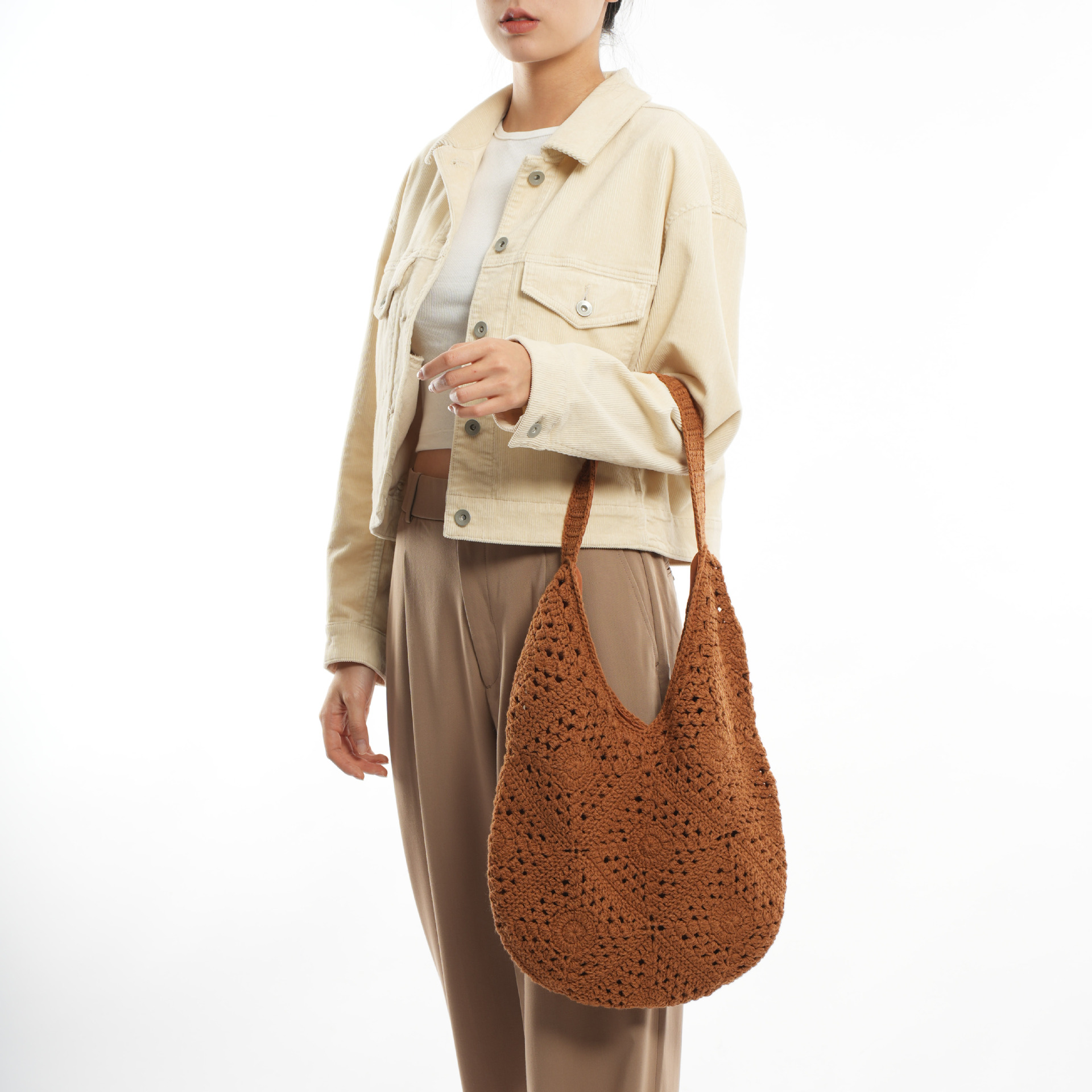 Produttori all'ingrosso fatti a mano all'uncinetto lana fiore cavo nonna griglia stile etnico borsa a tracolla hobo borsa_voghion.com