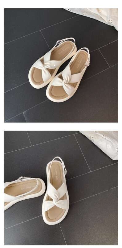 Super Soft Cloud Cross Knot Thick Bottom Casual Sandals Women's Beach Model_voghion.com
