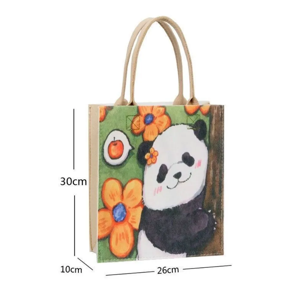 Borsa a tracolla in feltro spessa, da donna, multicolore, portatile, con stampa alla moda, a forma di panda, per gli spostamenti quotidiani_voghion.com