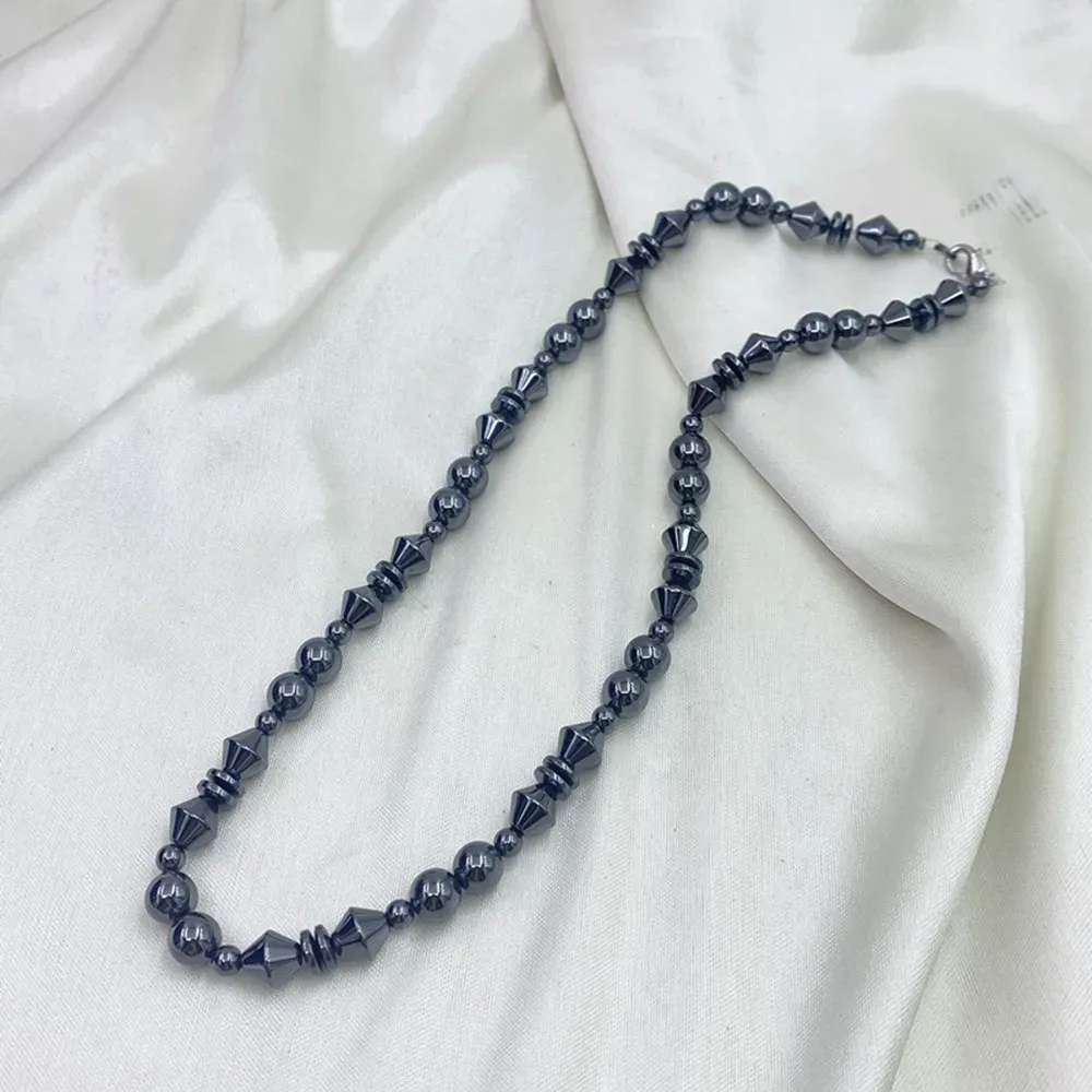 Collier de guérison en hématite avec breloques pour hommes et femmes, perles en pierre naturelle, thérapie, soulagement de l'anxiété, yoga, ras du cou, bijoux_voghion.com
