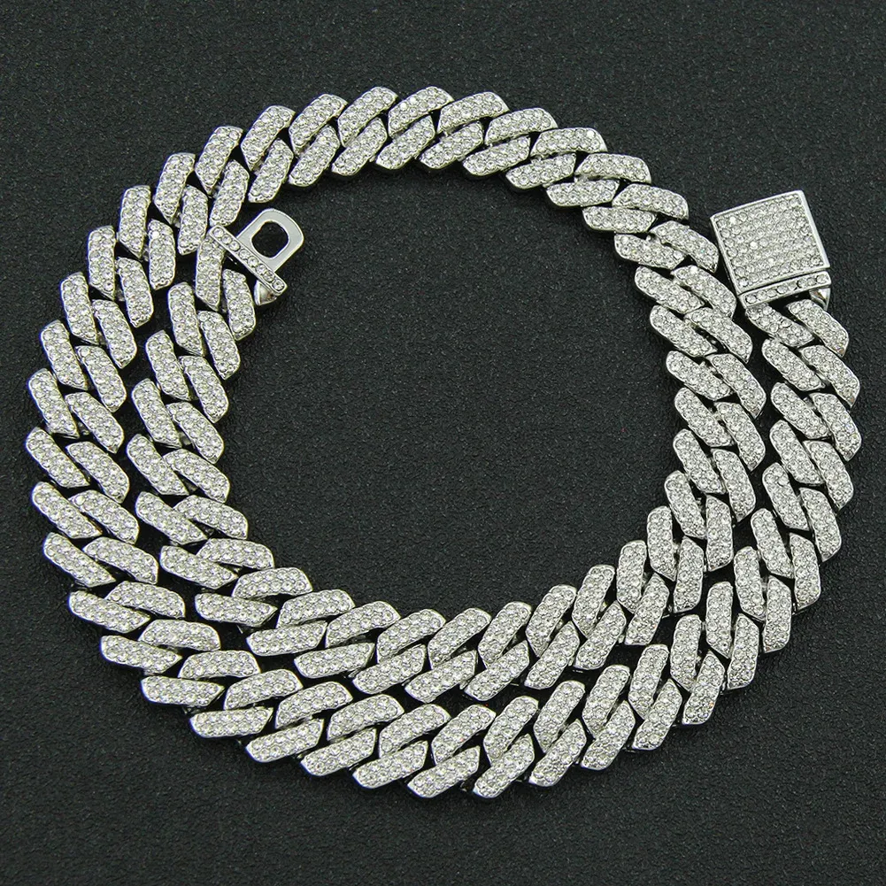 Collana catena cubana iced out da uomo con strass a rombo_voghion.com