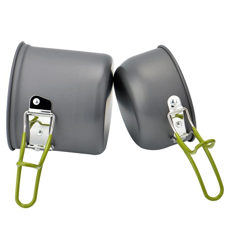 Attrezzatura esterna: set di pentole da esterno per 1-2 persone. Pentole da campeggio portatili con stoviglie DS-101_voghion.com