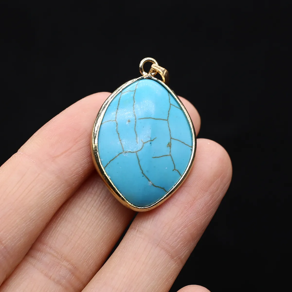 Collane con ciondolo in turchese naturale, forma irregolare, foglia trapezoidale, squisiti gioielli fai da te, collana e orecchino._voghion.com