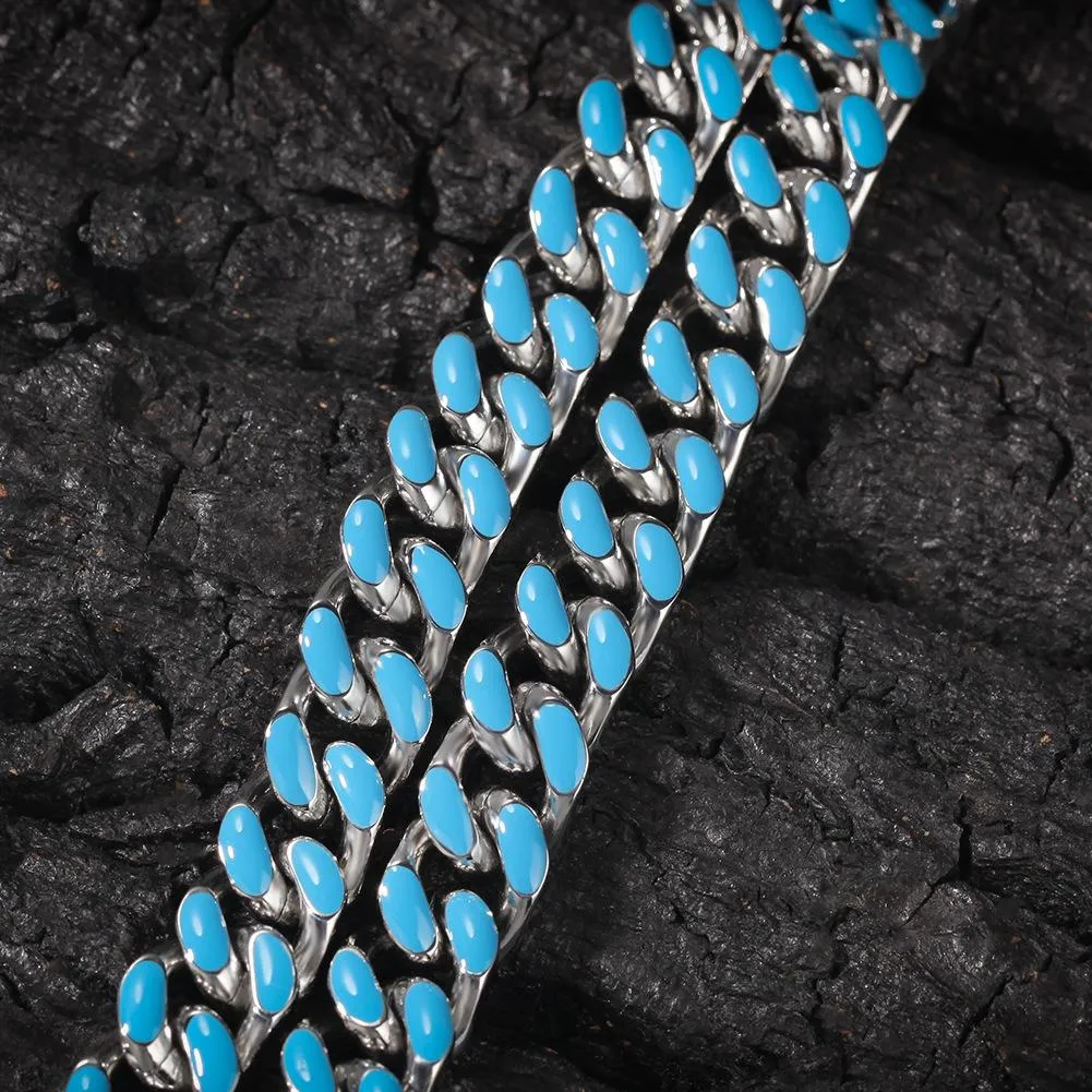 Personalised Enamel Cuban Link Chain Necklace For Men Gold Colour_voghion.com