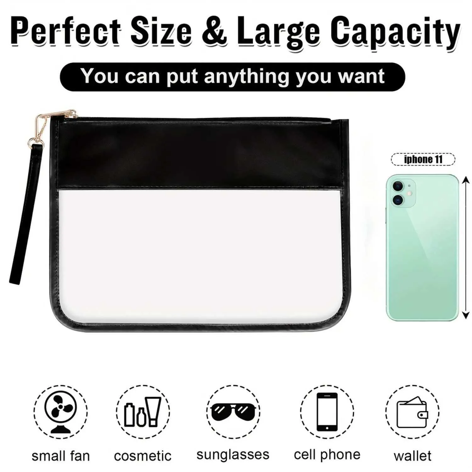 1 organizer da viaggio in PVC impermeabile per il trucco con cerniera, borsa da toilette trasparente, portafoglio e snack Y241023_voghion.com