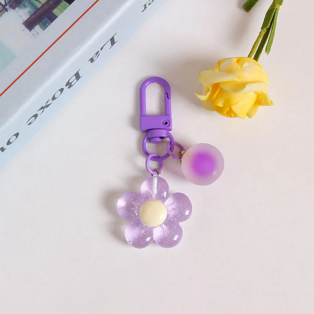 6Pcs Bunte Harz Blume INS Schlüsselanhänger Koreanischen Stil Niedliche Tasche Schlüsselanhänger Großhandel Auto Schlüssel Zubehör_voghion.com