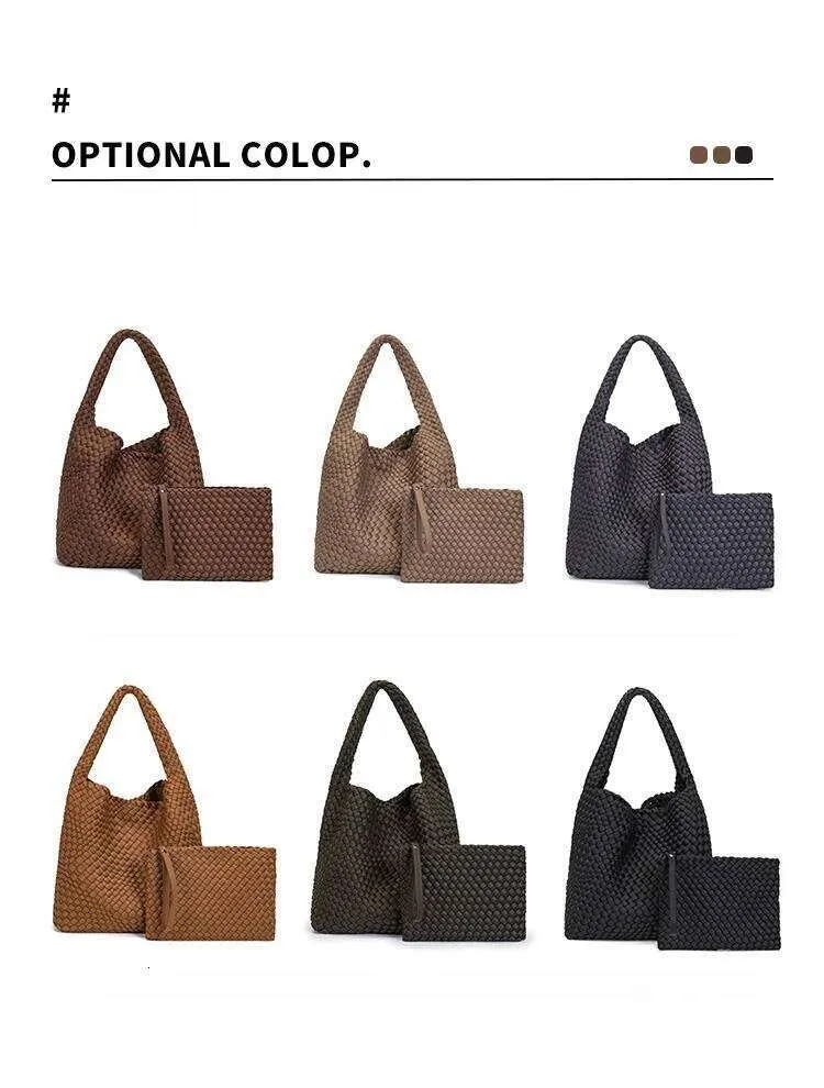 Borsa a tracolla da donna in neoprene intrecciato, fatta a mano, casual, di grande capacità, con tracolla_voghion.com