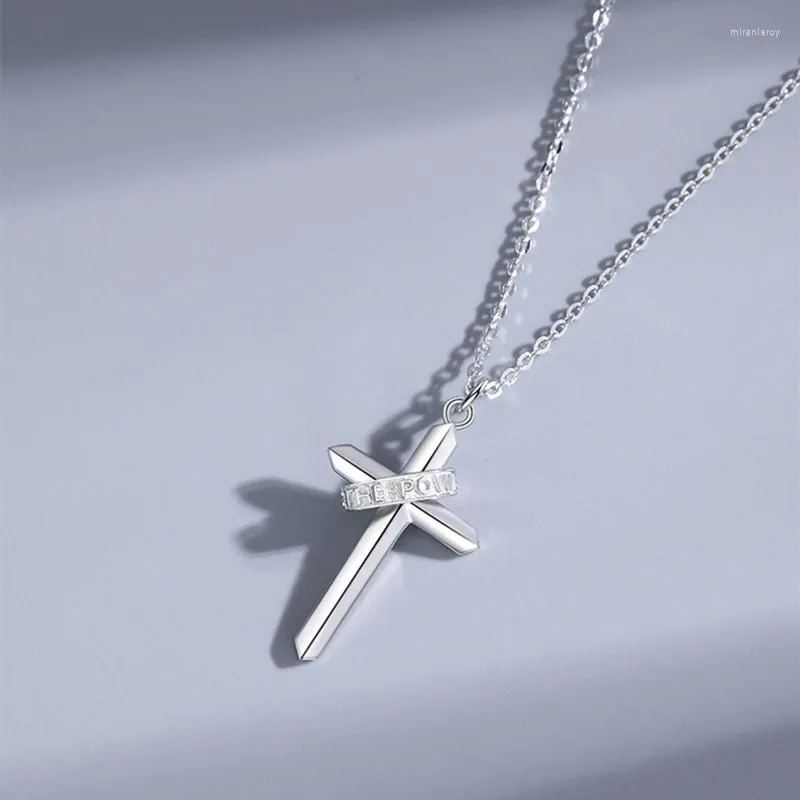 Pendant Necklaces Arrival The Power Of Faith Cross Necklace For Men Sier Color Copper Colar Masculino Drop_voghion.com