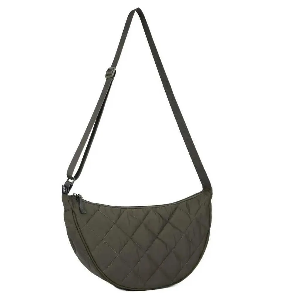 Borsa a tracolla in nylon con tracolla regolabile, imbottita, trapuntata, a quadri, portatile, tinta unita_voghion.com