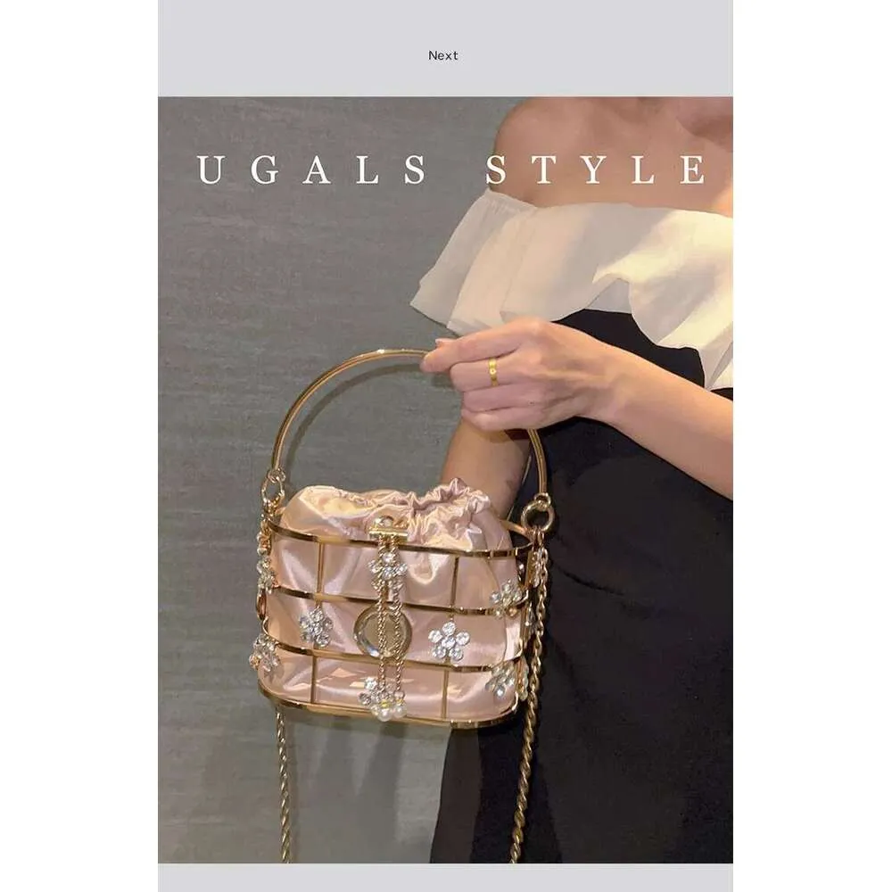 Modische Damen-Handtasche mit ausgehöhltem Metallkäfig, glitzernd, glänzend, für Abendveranstaltungen, Hochzeiten, Partys, Clutch, Umhängetasche_voghion.com