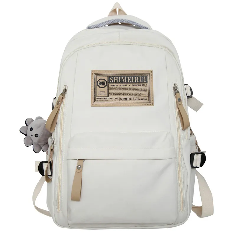 Mochila escolar de color liso, sencilla, para primavera y verano, para ordenador, viajes y ocio, de gran capacidad._voghion.com