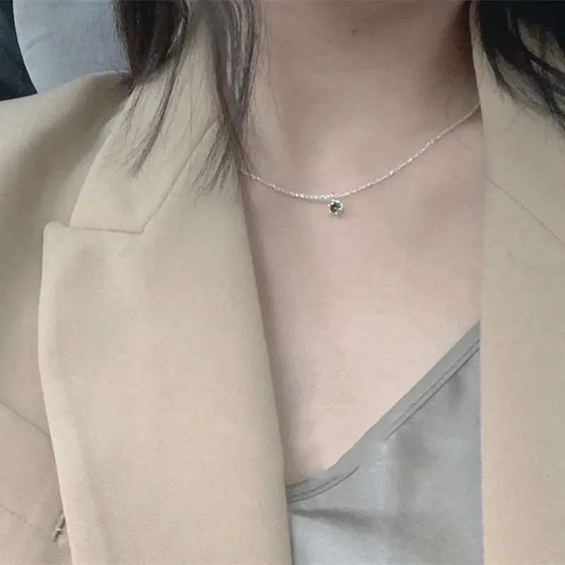 Ketten Moud Gréng Zirkon Charm Anhänger Halskette Fir Fraen Schléissebeen Kette Bijouen Kaddo Choker E058_voghion.com