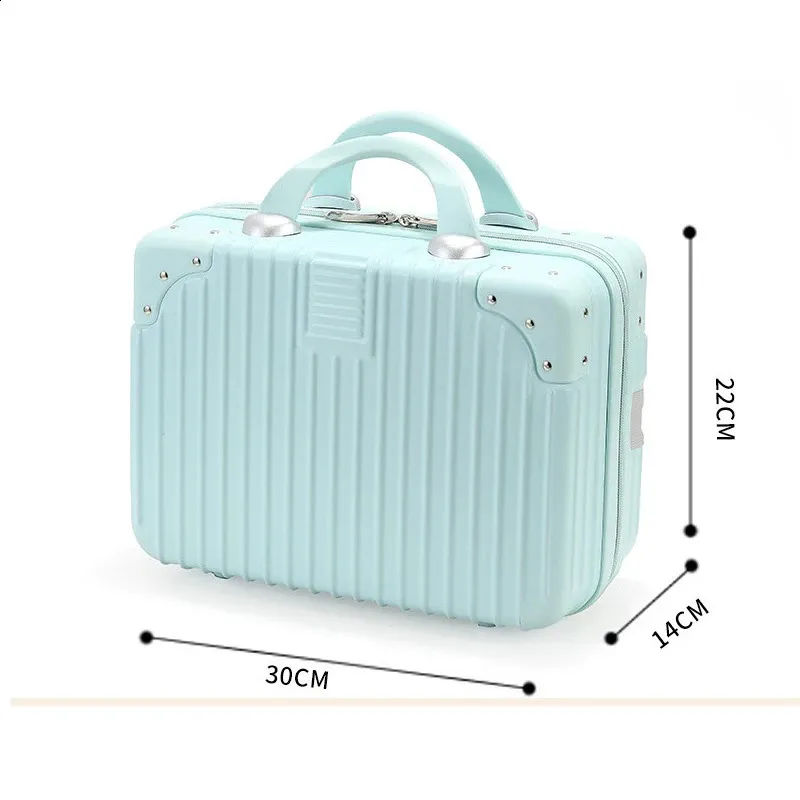 14 Inch Solid Color Student Small Cosmetic Case MiniHard Shell Travel Suitcase 240729_voghion.com