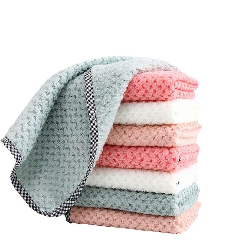 Tableware Household Kitchen Small Square Towel, Degreasing, Thickened Pineapple Lattice, Non-greasy, Absorbent, Hangable_voghion.com